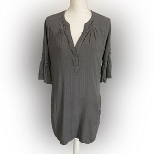 Joie Tunic Top Women’s M Black White Star Print Bell Sleeve Casual Chic Preppy